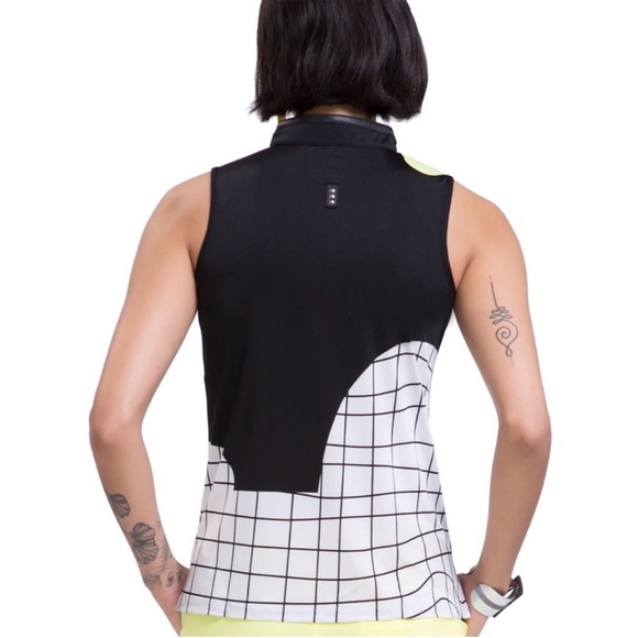 Jamie Sadock NWT Sleeveless Patterned 1/4 Zip Golf Shirt Zest 457 - Picture 2 of 6